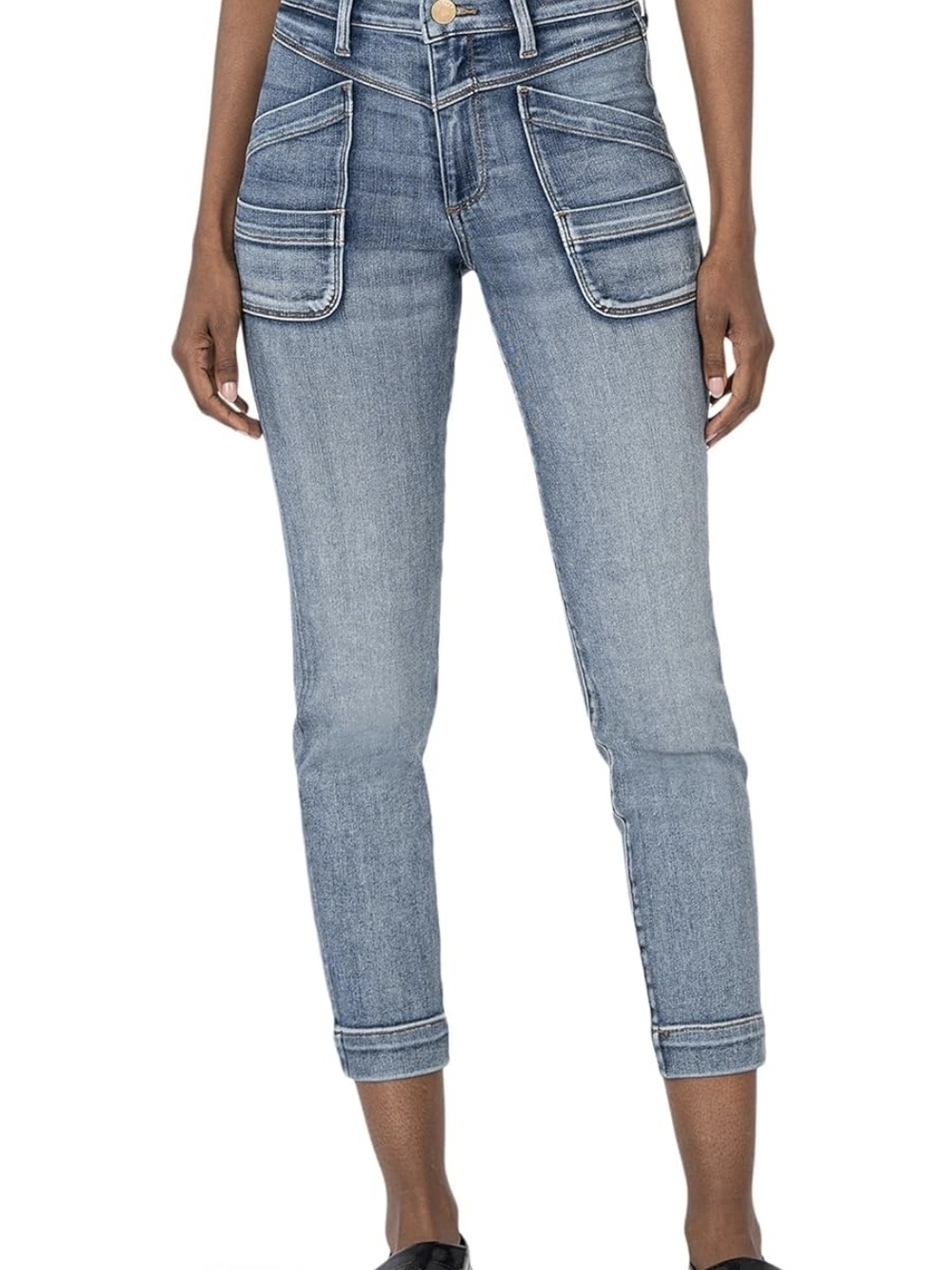 Kut from the Kloth Light Blue Cropped Slim Jeans with Patch Pockets